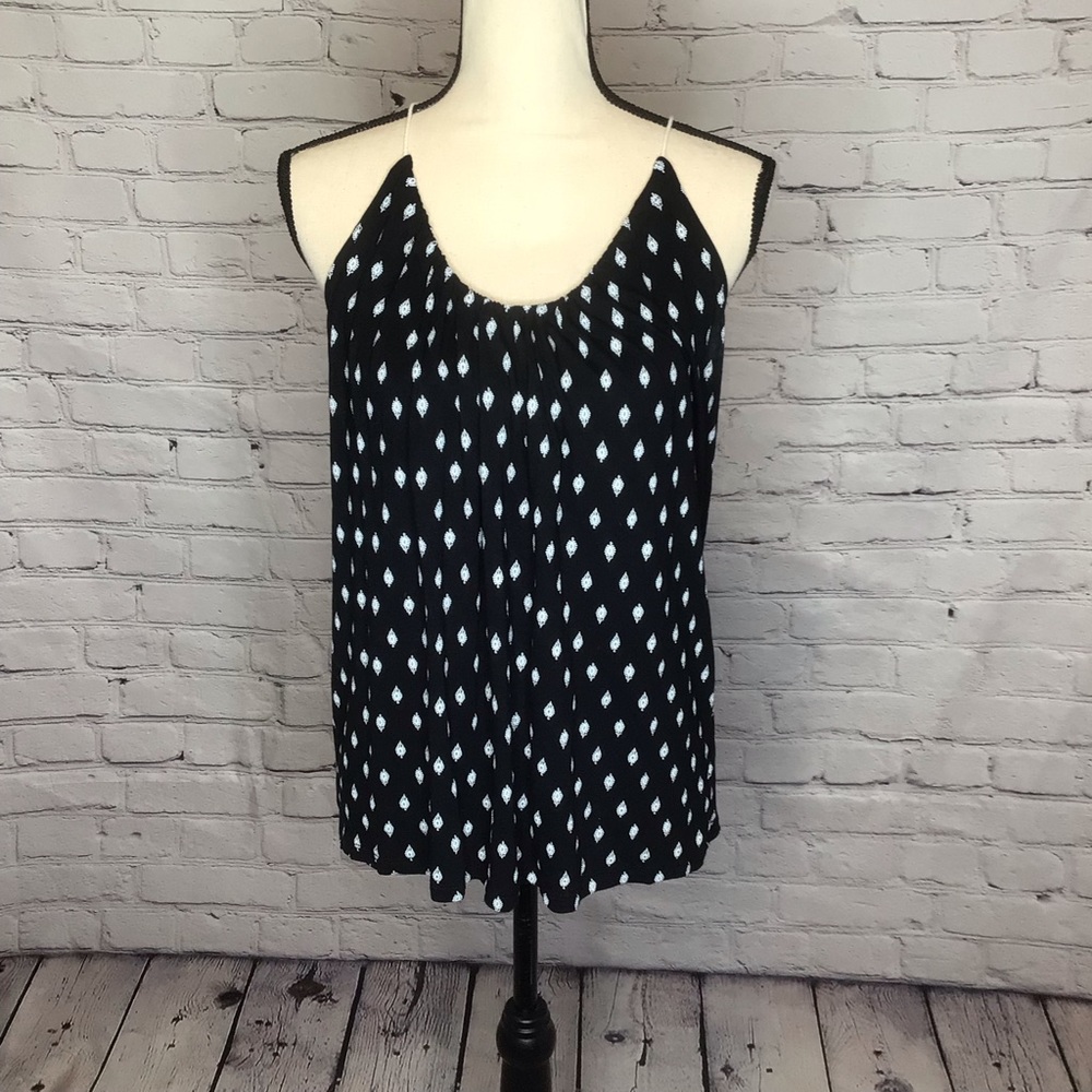 Old Navy Black and White Print Halter Top Large